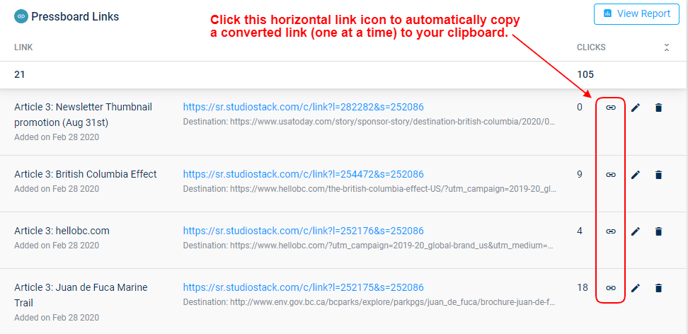 Copy Trackable URL button-1