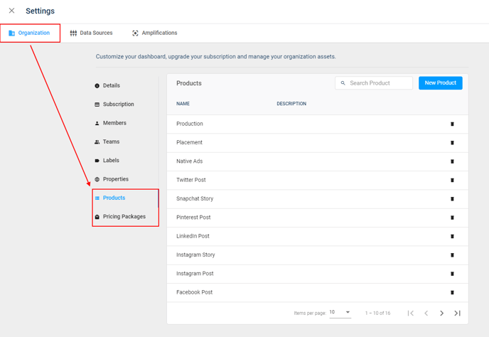 Property, Product & Pricing Packages moved to Settings